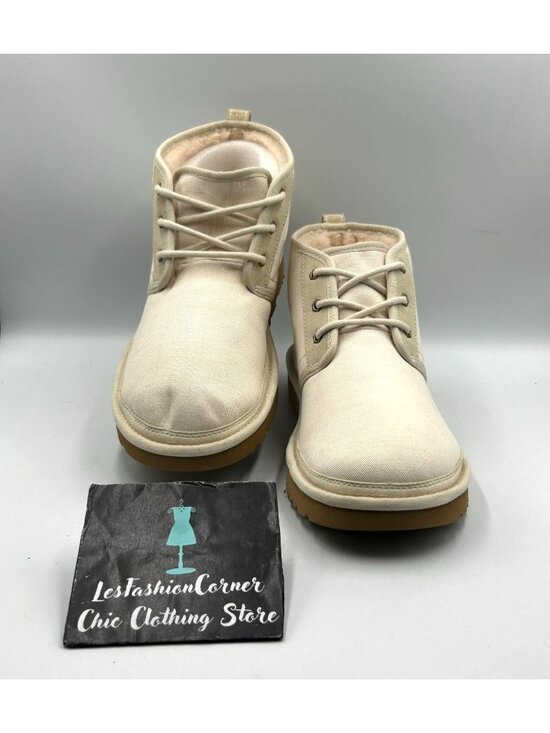 NWOB UGG Mens Beige Canvas Neumel  II Wool Lined Lace-Up Chukka Boots Sz 12 3434 main image 16
